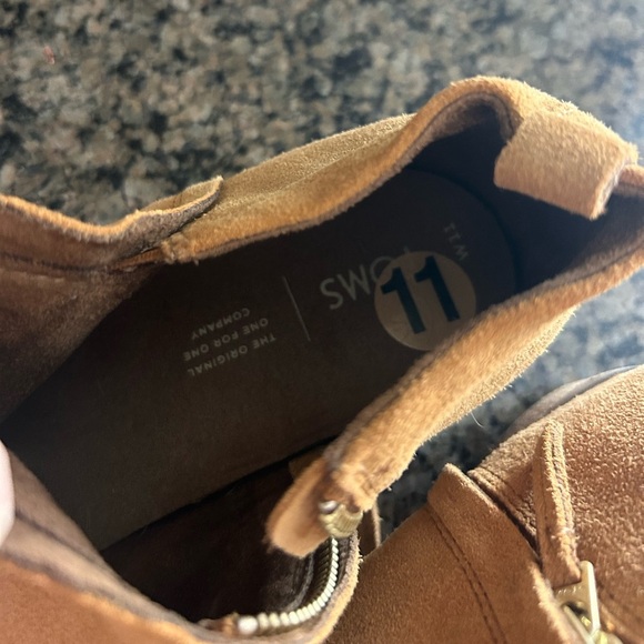 TOMS Womens Deia Casual Suede Booties- Caramel Brown/ Size 11 - Picture 10 of 13